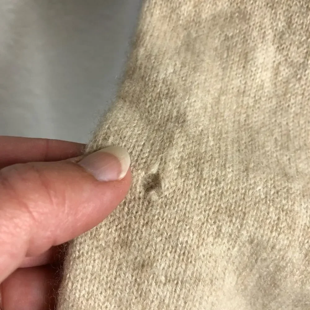 Michele Negri cream tan cashmere open front cardigan